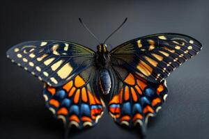 A Vibrant Swallowtail Butterfly on a Black Background photo
