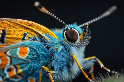 un detallado retrato de un vistoso mariposa foto