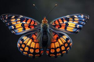 Vibrant Butterfly with Orange and Blue Wings photo