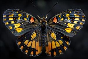 Black and Yellow Butterfly with Orange Accents photo