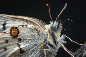 Close-Up of a White Butterfly with Orange Spots photo