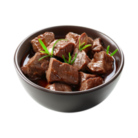 Cooked Brief in a Bowl with Spices on Transparent Background png