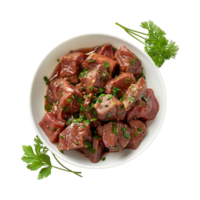 Cooked Brief in a Bowl with Spices on Transparent Background png