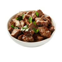 Cooked Brief in a Bowl with Spices on Transparent Background png