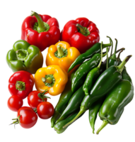A picture of peppers and peppers on isolated transparent background png