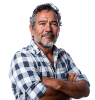 Smiling man with folding arms on isolated transparent background png