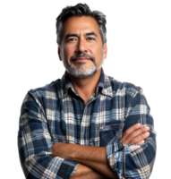 Smiling man with folding arms on isolated transparent background png