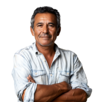 Smiling man with folding arms on isolated transparent background png