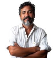 Smiling man with folding arms on isolated transparent background png