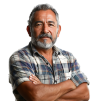 Smiling man with folding arms on isolated transparent background png