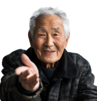 Korean old man gesturing on isolated transparent background png
