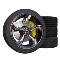 3d render wheel with four tires with transparent background png