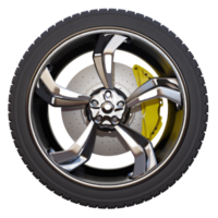 3d render roda com quatro pneus com transparente fundo png