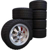 3d render large car tire with transparent background png