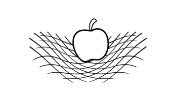 The gravitational force of the earth animation, Gravity, falling apple, Isaac newton idea universal law, fall red apple tree down. Step down stages, timeline. Weight and mass experiment, Inertia png