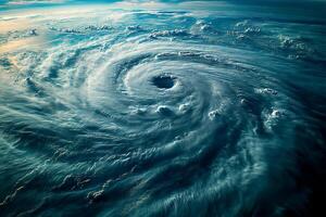 Eye of the Hurricane on Earth. Typhoon over planet. Category 5 super. View from outer space. photo