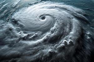 Eye of the Hurricane on Earth. Typhoon over planet. Category 5 super. View from outer space. photo