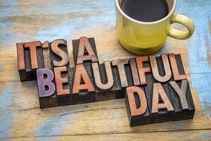 it is a beautiful day in wood type photo
