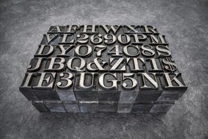 letters and number - a set of random grunge metal type blocks photo