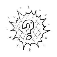 hand drawn doodle call and symbol for alert icon. Question mark vector