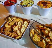 Food Appetizer Crackers Bread and Dip photo