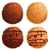 Traditional handmade cookies classic and chocolate set isolated on white. Bakery shop elements. vector