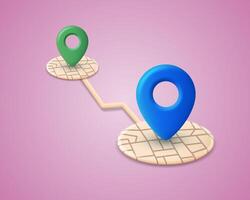 GPS and navigation symbols with a route, social networks, mobile applications on a round paper map. vector
