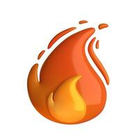 3D fire flame icon, isolated on white background. Vibrant, realistic, and detailed illustration. Perfect for digital design, apps, and creative projects. vector