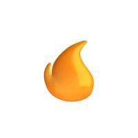 3D fire flame icon, isolated on white background. Vibrant, realistic, and detailed illustration. Perfect for digital design, apps, and creative projects. vector