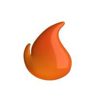 3D fire flame icon, isolated on white background. Vibrant, realistic, and detailed illustration. Perfect for digital design, apps, and creative projects. vector