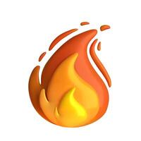 3D fire flame icon, isolated on white background. Vibrant, realistic, and detailed illustration. Perfect for digital design, apps, and creative projects. vector