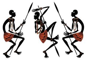 Africans with spears on a white background vector