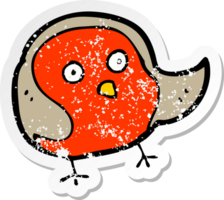retro distressed sticker of a cartoon robin drawing png