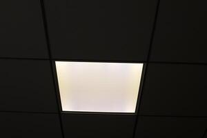 A lamp for illuminating the interior of the room hangs on the ceiling. photo