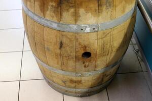 Two hundred -liter barrel for storing and transporting liquids. photo