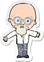 retro distressed sticker of a cartoon genius scientist drawing png