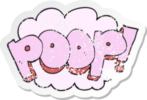 retro distressed sticker of a cartoon poop text drawing png