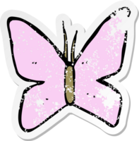 retro distressed sticker of a cartoon butterfly symbol drawing png