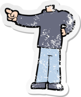 retro distressed sticker of a cartoon pointing body drawing png