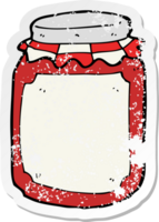 retro distressed sticker of a cartoon jar of preserve drawing png