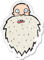 retro distressed sticker of a cartoon bearded man drawing png