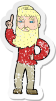 retro distressed sticker of a cartoon man with idea drawing png