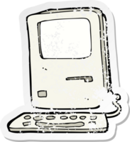 retro distressed sticker of a cartoon old computer drawing png