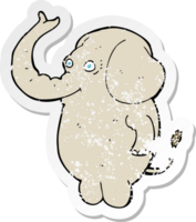 retro distressed sticker of a cartoon funny elephant drawing png