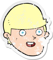 retro distressed sticker of a cartoon man with big chin drawing png