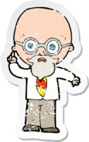 retro distressed sticker of a cartoon professor drawing png