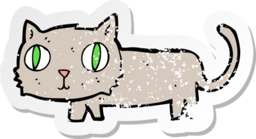 retro distressed sticker of a cartoon cat drawing png