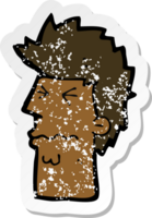retro distressed sticker of a cartoon stressed out face drawing png
