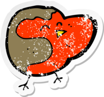 retro distressed sticker of a cartoon robin drawing png