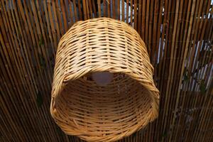 A lamp for illuminating the interior of the room hangs on the ceiling. photo
